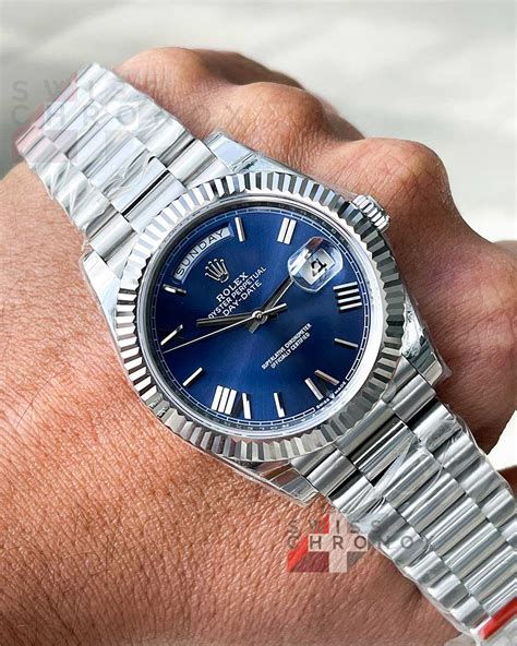 rolex day date blue dial review|rolex day date blue face.